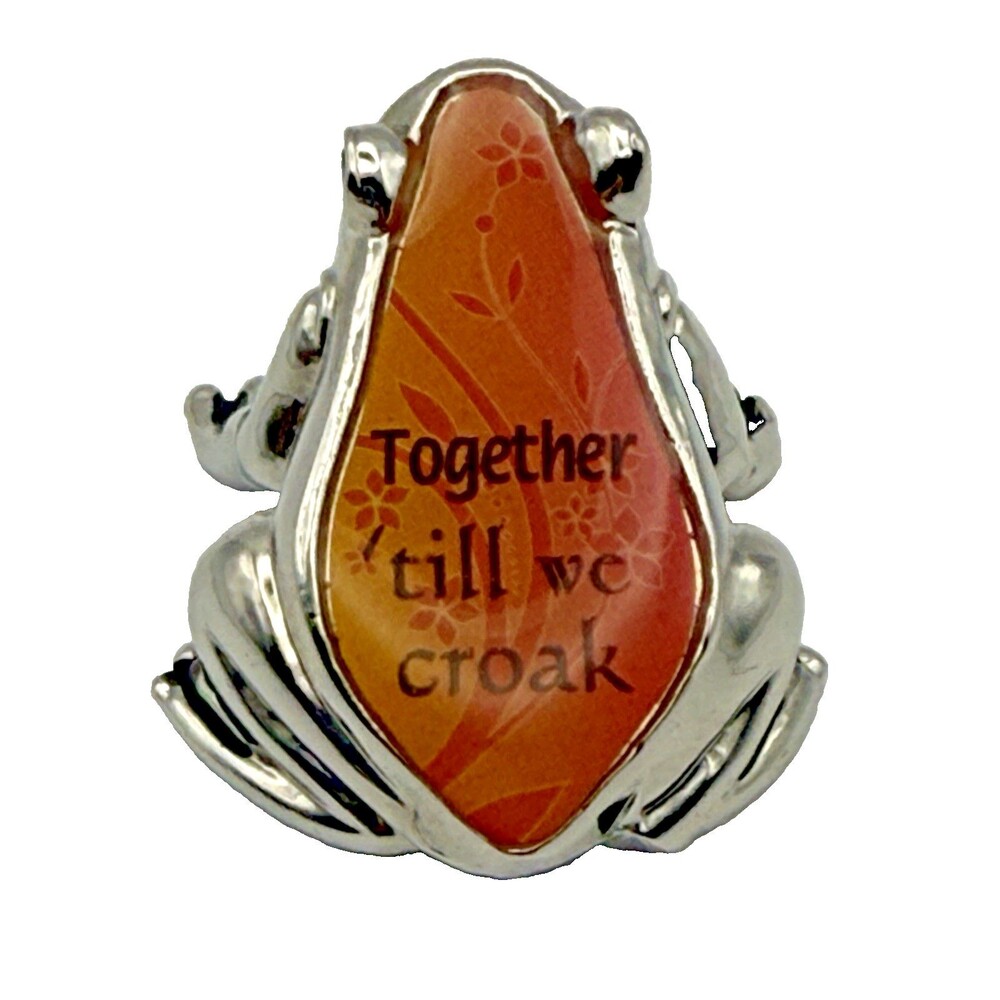 Ganz Frog “Together Till We Croak” Silver Tone Figurine Paperweight Desk Decor